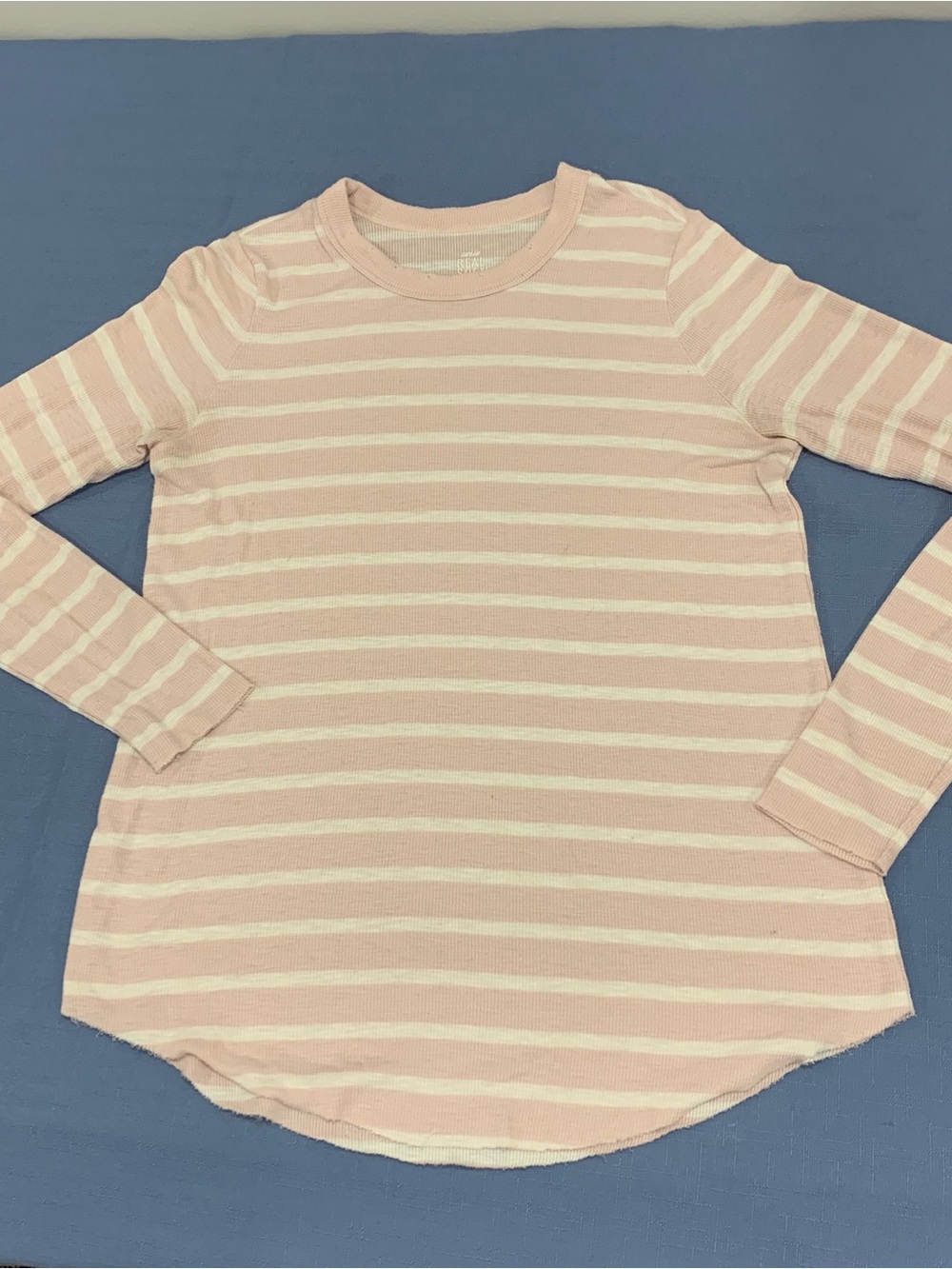 Aerie Real Soft Stripe Crew Shirt Tee S Women's Cotton Pink & White Stripe